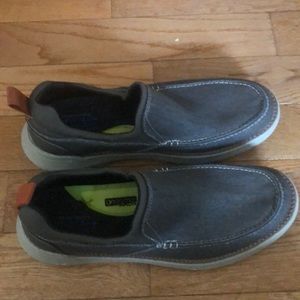 Mens Brown Sketcher slip on casual shoes.